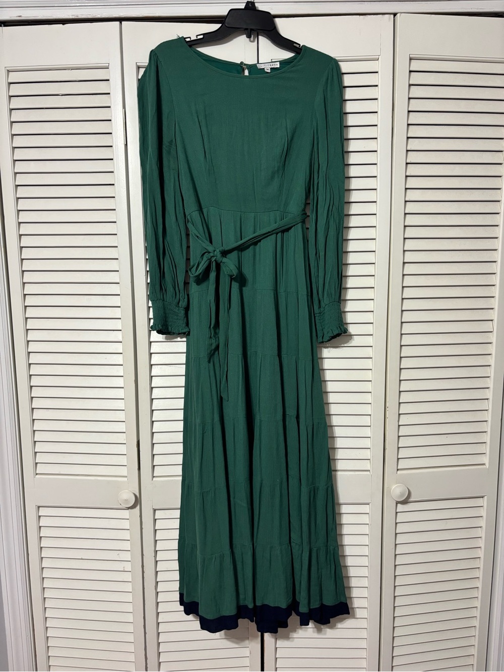 Baltic Born Emerald Green Long Sleeve Maxi Dress with Waist Tie